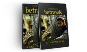 Troll War Betrayals image of tablet and book covers.
